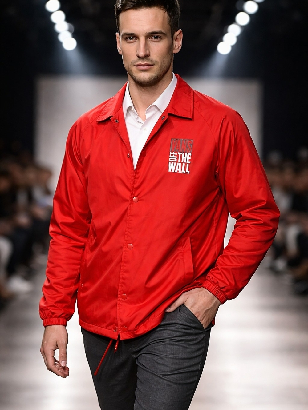 Vans Men's Red Coach Jacket - Vans Off The Wall